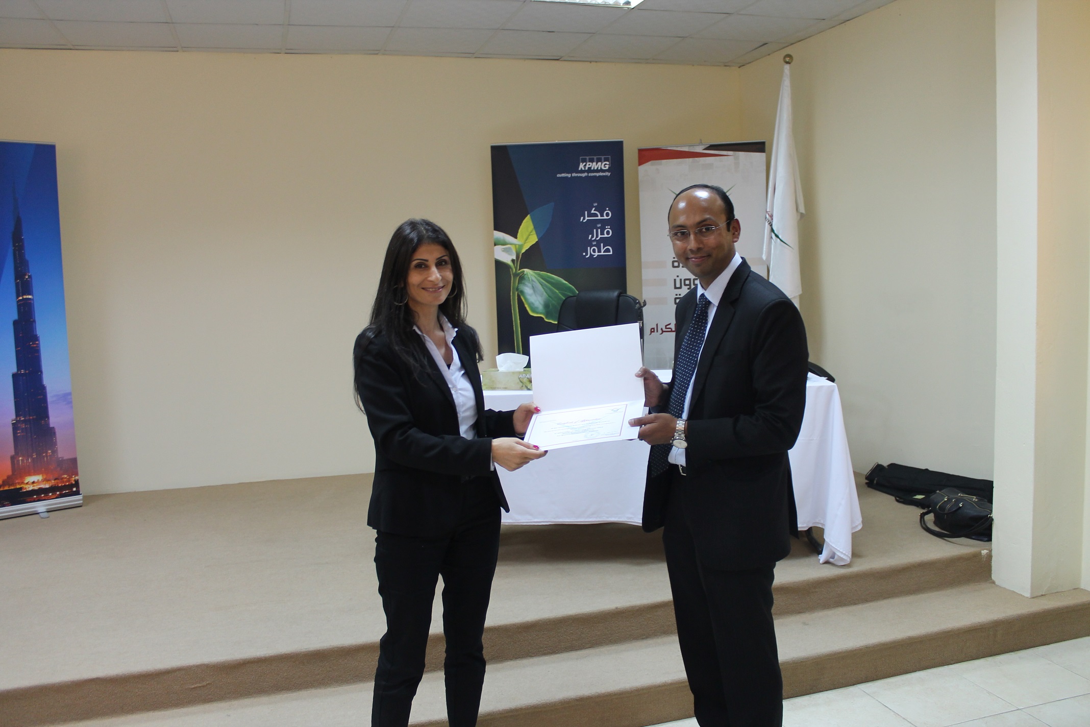 A lecture entitled "Working as a Checker after Graduation” at Al Ain University 