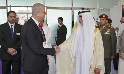 Nahyan Bin Mubarak Visits AAU Pavilion at Al Ain Education and Career Fair 2014